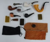 Pipes and smoking accessories including Royal Dutch, Falcon and Lolo, Zippo, Ronson and Rowenia