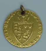 1788 George III gold guinea, pierced with loop