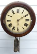 A c1850 30 hour Black Forest wall clock with 21cm painted Roman dial, the movement in wooden