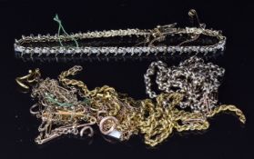 A collection of yellow metal and 9ct gold chains, 20g