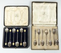 Cased set of six Mappin & Webb hallmarked silver teaspoons and a cased set of hallmarked silver