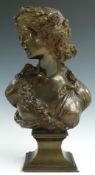 Jacques Marin bronze bust of a classical lady, H22cm