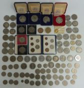 A large collection of modern crowns £5 and £2 coins together with some post-1947 UK half crowns