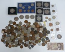An amateur collection of coins including UK, overseas and tokens, 1903 five Reichsmark, modern