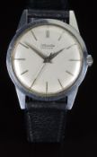 Nivada Discus gentleman's wristwatch ref. 8188 M 8399 with silver hands, baton markers and dial,