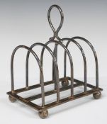 George V hallmarked silver five bar toast rack, Sheffield 1911, maker William Hutton & Sons Ltd,