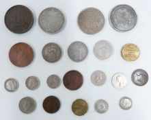 A small collection of interesting coins to include George IIII 1820 half crown, 1966 Spanish 100