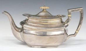 Georgian style hallmarked silver teapot, Birmingham maker's marks rubbed, but likely William