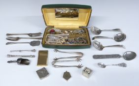 Costume jewellery, silver plated ware and collectables to include two retractable pencils