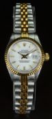 Rolex Oyster Perpetual Datejust ladies wristwatch ref. 69173 with date aperture, white dial, gold