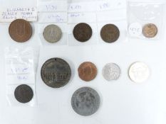 Two mis-struck decimal coins comprising a 10p and a 2p, together with sundry coins including