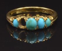 Victorian 18ct gold ring set with turquoise, London 1865, size N, 3.3g