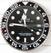 Rolex Oyster Perpetual GMT-Master II dealer's shop display advertising wall clock with black dial,
