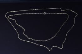 A 9ct gold chain/ necklace, 1.4g, and an 18ct gold chain/ necklace, 1.4g