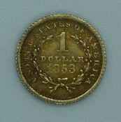 1853 gold U.S one dollar coin