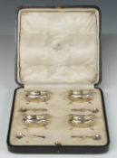 George VI Mappin & Webb cased set of four open salts with spoons, Birmingham 1940, width of case