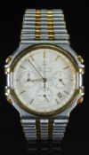 Jean Lassale gentleman's chronograph wristwatch ref. 7A 74 018 with date aperture, gold hands and