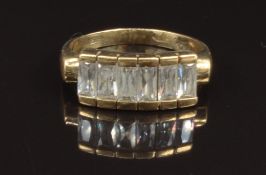 A 9ct gold ring set with cubic zirconia, size O, 3.2g