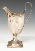 Georgian hallmarked silver helmet shaped cream jug, London 1792, maker William Burch, height 15cm,