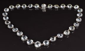 A Victorian rivière necklace set with round cut quartz, length 42cm