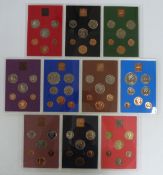 Ten Royal Mint coinage of Great Britain and Northern Ireland proof sets 1972-1981
