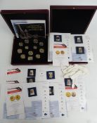 London Mint Office 'Century of Britannia' coin and ingot set with gold and platinum plating,