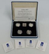 Royal Mint 1994-1997 UK silver proof Piedfort £1 collection comprising England, Scotland, Ireland