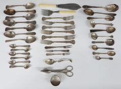 Mainly Norwegian white metal spoons including set of six teaspoons, length of longest 22cm, mostly