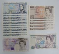 Seventeen British banknotes 1988-1991, Gill to include five consecutive £10 notes, ten