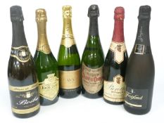 Six bottles of sparkling wine including Contevedo Cava and Freixenet Cava both 11.5% vol, Juvé Y