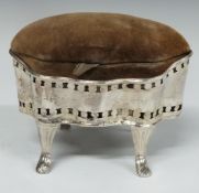 19thC Irish hallmarked silver pin cushion, raised on four feet, with harp and hibernia marks to