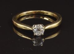 An 18ct gold ring set with a diamond of approximately 0.33ct, size Q, 3.6g