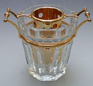 Baccarat Harcourt pattern cut glass wine cooler with plated mounts and perforated suspended
