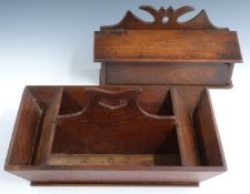 18thC oak or elm cutlery tray, length 47cm and a candle box