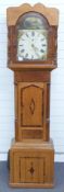 19thC Spurrier, Tewkesbury, 30 hour cottage style long case clock, the painted Roman dial with