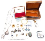 A collection of costume jewellery etc including Longines watch box, Smiths watch, Victorian and