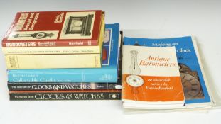 A collection of clock and barometer related books, including Edwin Banfield