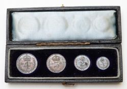 1899 Maundy set of Queen Victoria veiled head, in original case