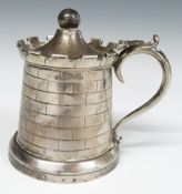 Victorian hallmarked silver novelty mustard formed as a castle, London 1891, maker Horace Woodward &