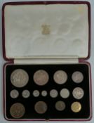 1937 Royal Mint George VI 15 coin specimen set, crown to farthing, includes the Maundy group