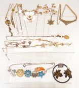 Three Pilgrim necklaces, Pilgrim bracelet, Sarah Coventry necklace, etc