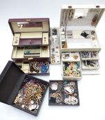 A collection of jewellery including earrings, beads, necklaces, etc