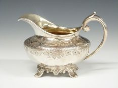Victorian hallmarked silver milk jug, London 1837, maker Michael Starkey, length 15.5cm, weight