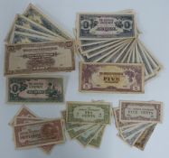 Japanese government invasion money, WW2 era, a collection of over 40 banknotes including 100