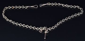 A 9ct rose gold double Albert watch chain made up of knotted links, 15.4g