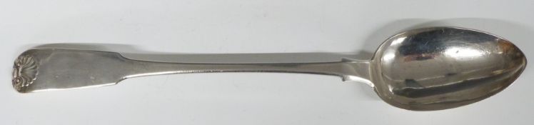 Georgian Scottish hallmarked silver fiddle and shell pattern basting spoon, Edinburgh 1817, maker