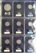 A whole set of A - Z of Great Britain uncirculated 10p coins in Change Checker folder, with souvenir