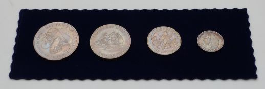 1972 silver Jersey Royal Wedding set comprising four graduated coins, in case with certificate