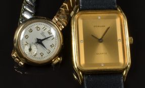 Two ladies wristwatches, one gold plated marked Turler to the dial the other Everite 9ct gold.