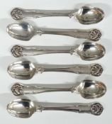 Set of six Victorian hallmarked silver shell topped egg or similar spoons, London 1848, maker